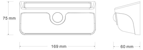 Exteriérové ​​solární nástěnné LED svítidlo Link, 1x LED 5w, černá, pohybový senzor