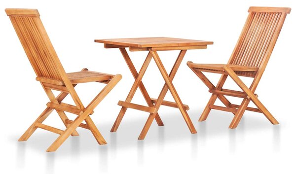 3dílný bistro set se zelenými poduškami masivní teakové dřevo 3063230