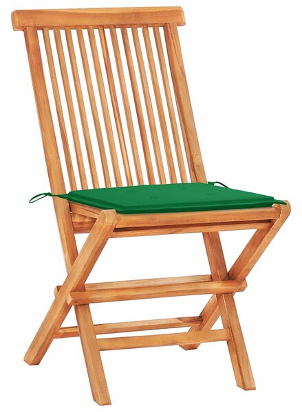 3dílný bistro set se zelenými poduškami masivní teakové dřevo 3063230