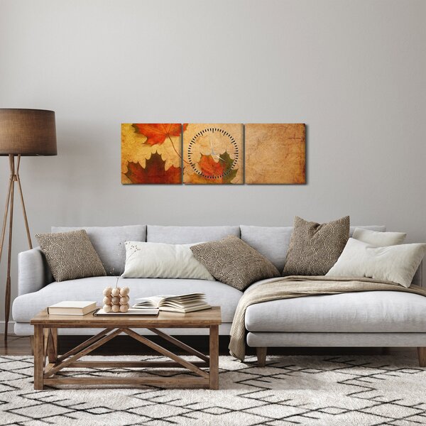 Obraz s podzimním motivem (s hodinami) (90x30 cm)
