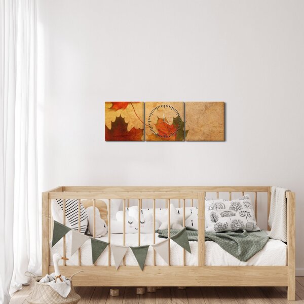 Obraz s podzimním motivem (s hodinami) (90x30 cm)