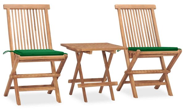 3dílný skládací zahradní jídelní set s poduškou masivní teak 3063203