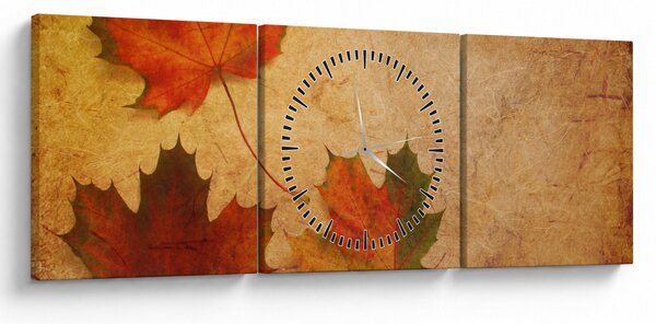 Obraz s podzimním motivem (s hodinami) (90x30 cm)