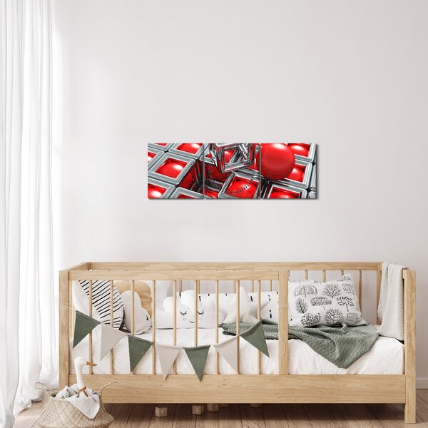 Obraz - 3D metalická abstrakce (s hodinami) (90x30 cm)