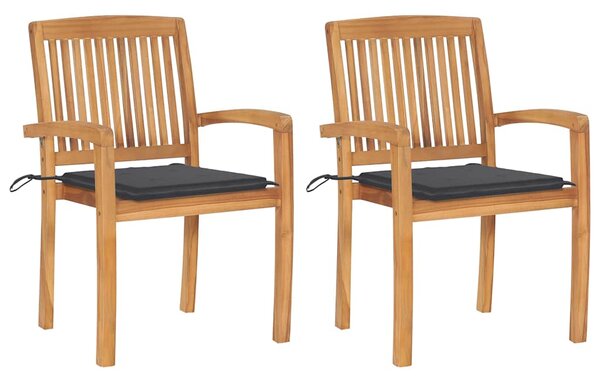 Zahradní židle 2 ks s antracitovými poduškami masivní teak 3063252