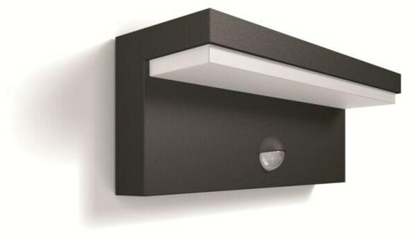 Philips Bustan UltraEfficient venkovní nástěnné svítidlo se senzorem LED 3,8W lm 2700K IP44, antracitové