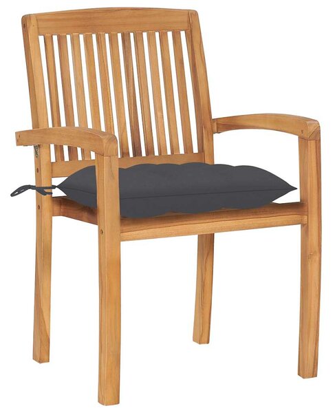 Zahradní židle 2 ks antracitové podušky masivní teak 3063267