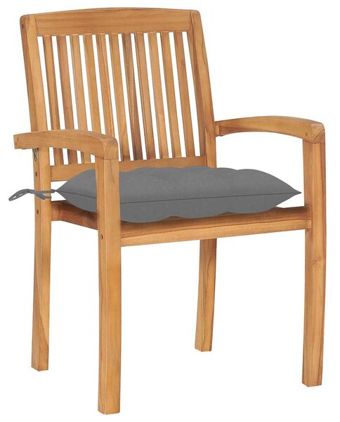 Zahradní židle 2 ks šedé podušky masivní teak 3063268