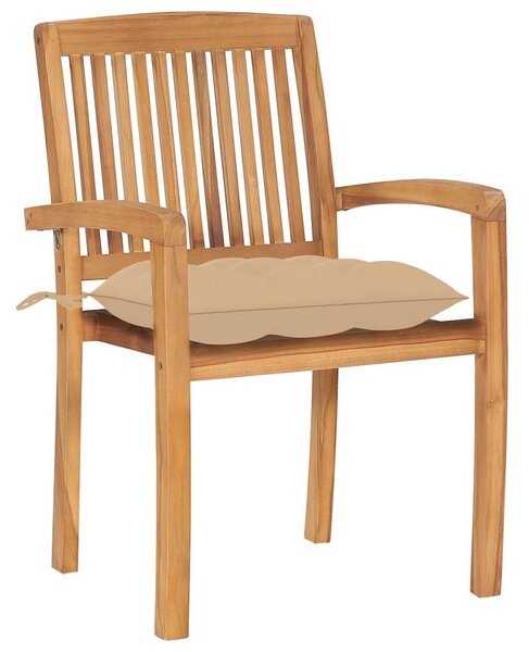 Zahradní židle 2 ks béžové podušky masivní teak 3063270
