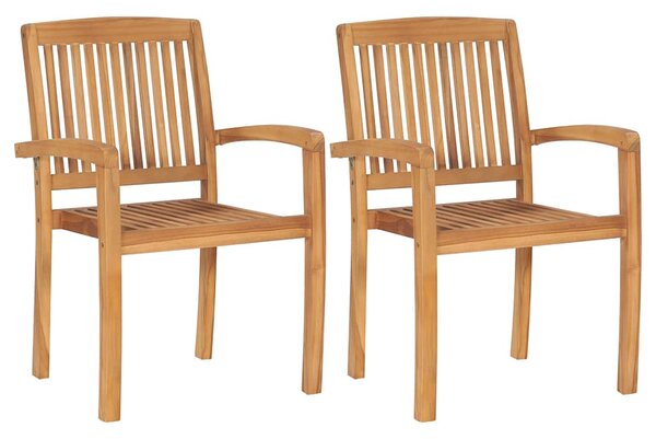 Zahradní židle 2 ks s červenými poduškami masivní teak 3063258