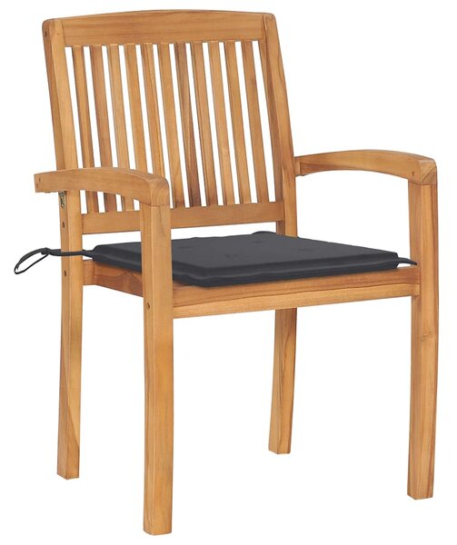 Stohovatelné zahradní židle s poduškami 4 ks masivní teak 3073210