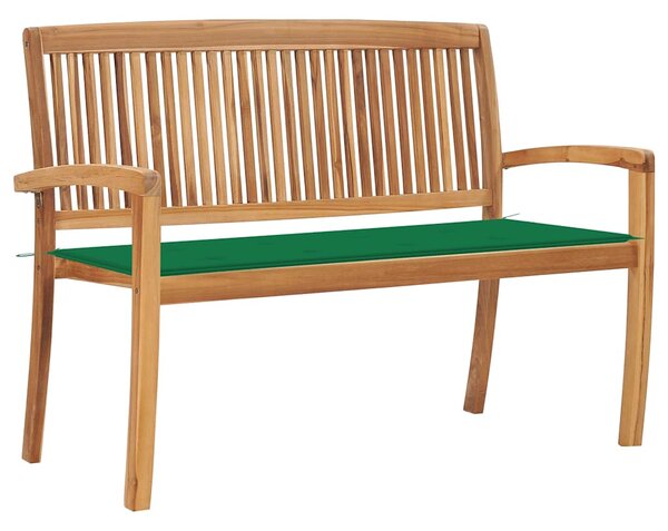 Stohovatelná zahradní lavice s poduškou 128,5 cm masivní teak 3063284
