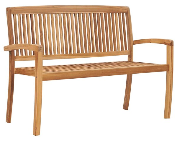 Stohovatelná zahradní lavice s poduškou 128,5 cm masivní teak 3063286
