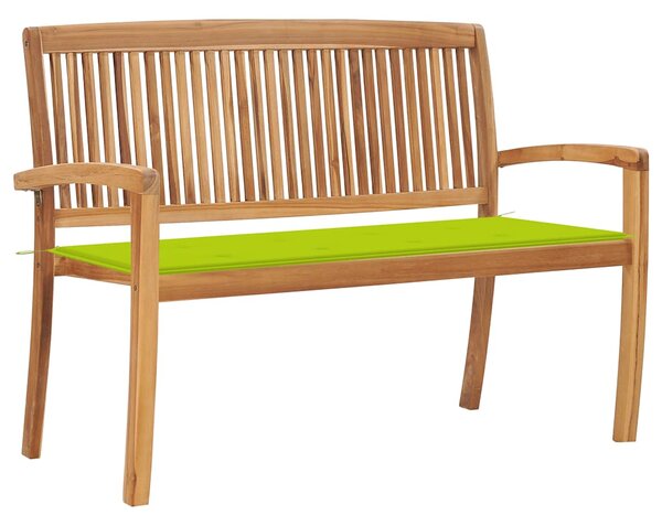 Stohovatelná zahradní lavice s poduškou 128,5 cm masivní teak 3063290