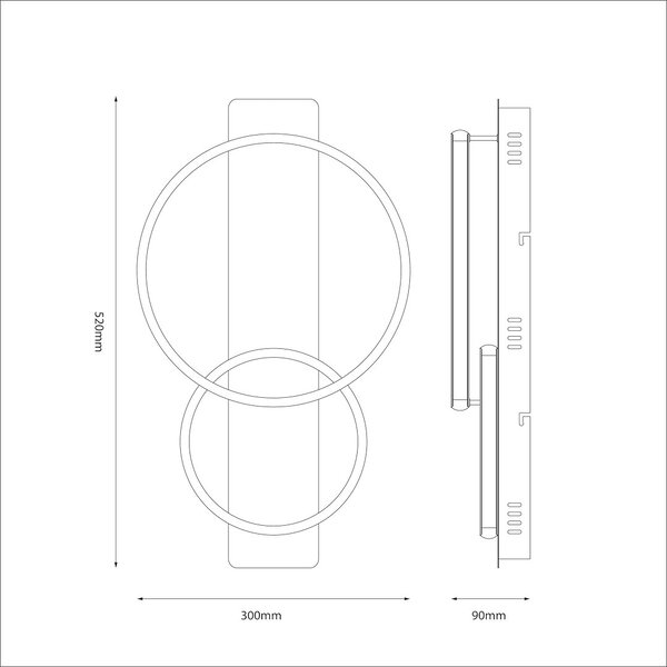 Stropní LED svítidlo Rowena, 2x LED 14w, 4000k, b/imitace dřeva