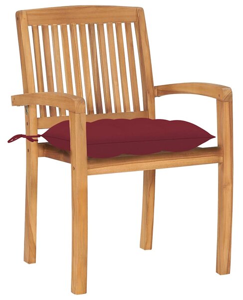 Zahradní židle 2 ks vínové podušky masivní teak 3063276