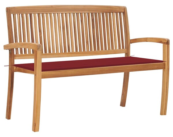 Stohovatelná zahradní lavice s poduškou 128,5 cm masivní teak 3063288