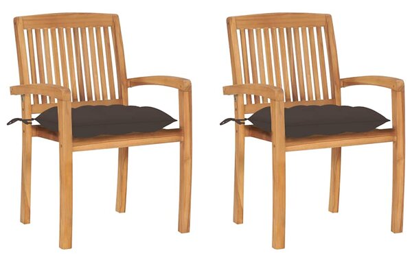 Zahradní židle 2 ks taupe podušky masivní teak 3063275