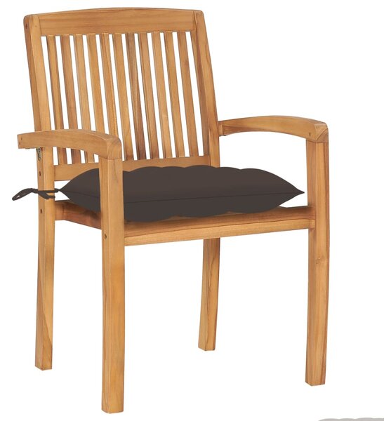 Zahradní židle 2 ks taupe podušky masivní teak 3063275