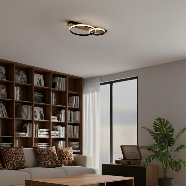Stropní LED svítidlo Rowena, 2x LED 14w, 4000k, b/imitace dřeva