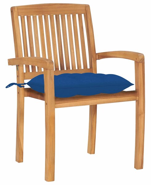 Zahradní židle 2 ks modré podušky masivní teak 3063277