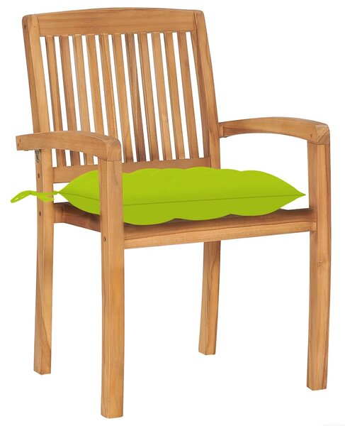 Zahradní židle 2 ks jasně zelené podušky masivní teak 3063278