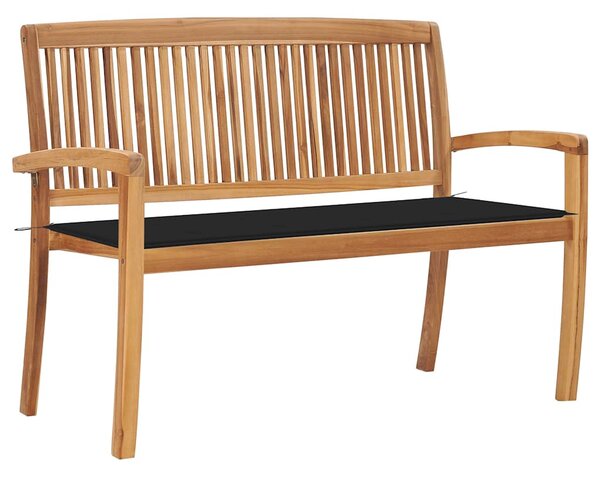 Stohovatelná zahradní lavice s poduškou 128,5 cm masivní teak 3063286