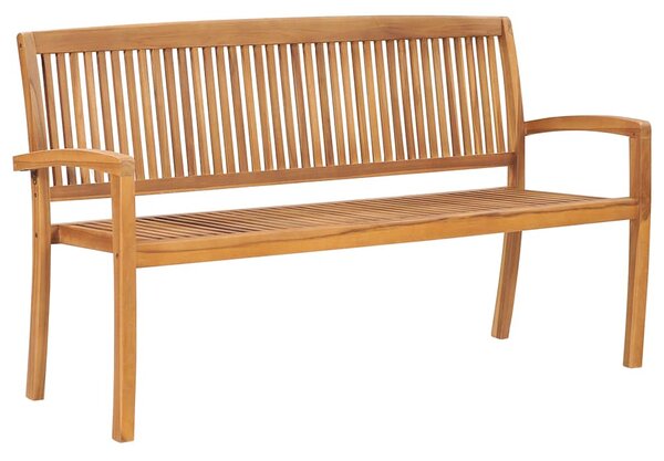 Stohovatelná zahradní lavice s poduškou 159 cm masivní teak 3063323