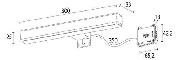 Sapho Sapho, VERONICA 2 LED svítilna, 8 W, 300x25x83 mm, IP44, chrom, E26698CI