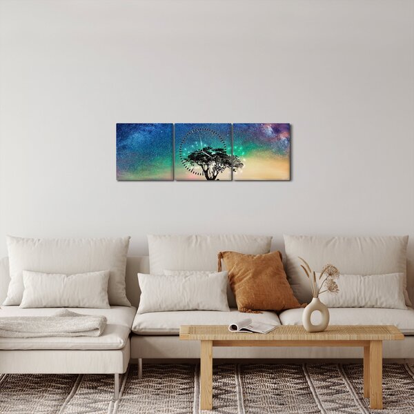 Obraz - Odpočinek pod hvězdami (s hodinami) (90x30 cm)