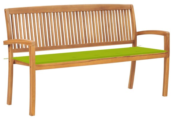 Stohovatelná zahradní lavice s poduškou 159 cm masivní teak 3063317