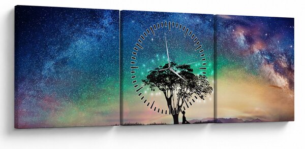 Obraz - Odpočinek pod hvězdami (s hodinami) (90x30 cm)