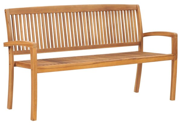 Stohovatelná zahradní lavice s poduškou 159 cm masivní teak 3063317