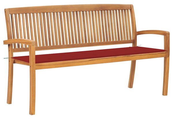 Stohovatelná zahradní lavice s poduškou 159 cm masivní teak 3063312