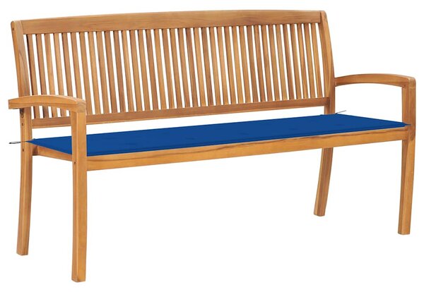 Stohovatelná zahradní lavice s poduškou 159 cm masivní teak 3063316