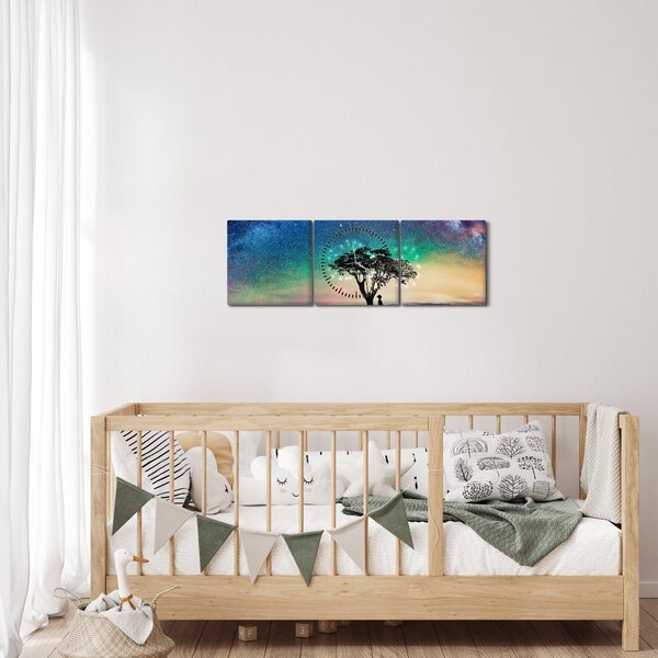 Obraz - Odpočinek pod hvězdami (s hodinami) (90x30 cm)