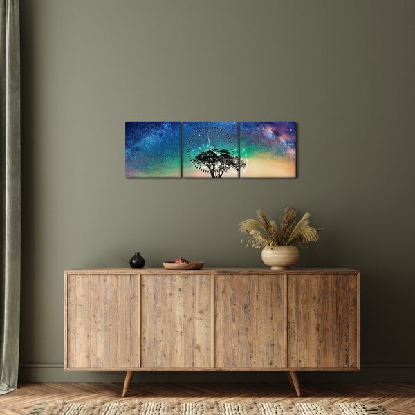 Obraz - Odpočinek pod hvězdami (s hodinami) (90x30 cm)