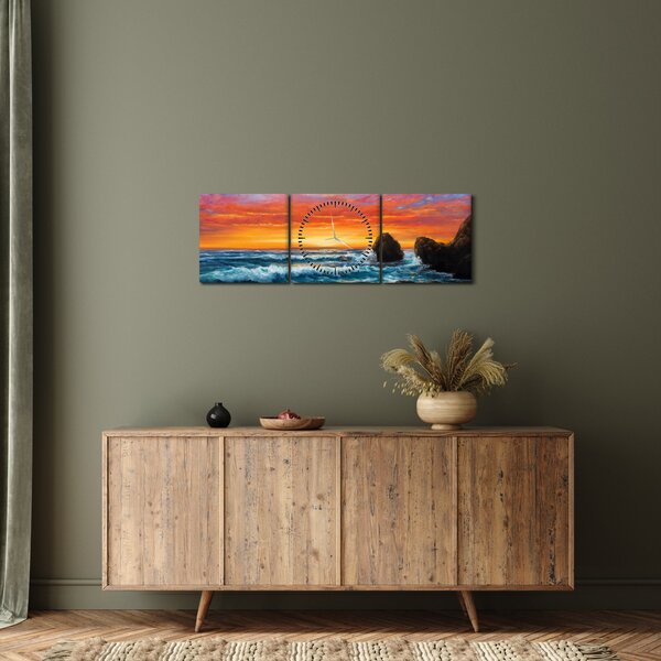 Obraz - Západ slunce (s hodinami) (90x30 cm)