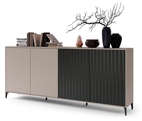 Komoda RONJA 242x102x43 cm taupe/černá