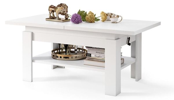 Rozkládací konferenční se zvedací deskou ROY 130/170x65 cm bílá