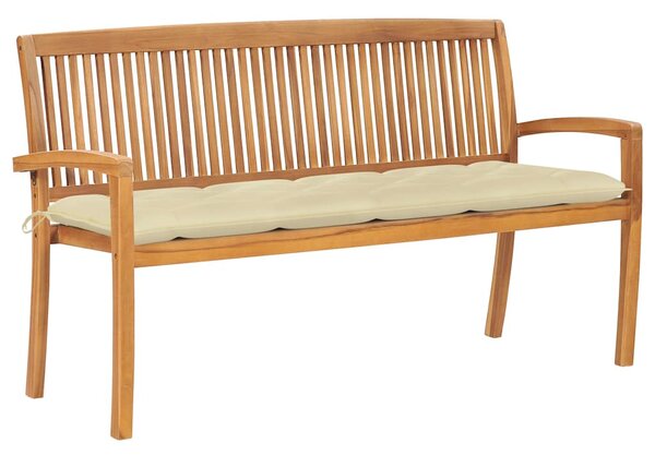 Stohovatelná zahradní lavice s poduškou 159 cm masivní teak 3063323