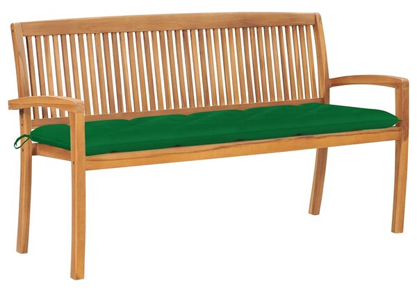 Stohovatelná zahradní lavice s poduškou 159 cm masivní teak 3063326