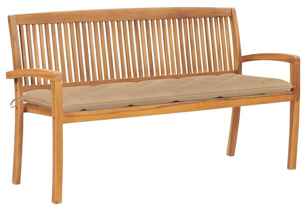 Stohovatelná zahradní lavice s poduškou 159 cm masivní teak 3063324
