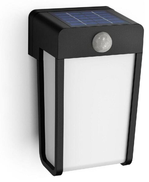 Philips Shroud solární venkovní nástěnné LED svítidlo 2,3W 250lm 2700K IP44, černé