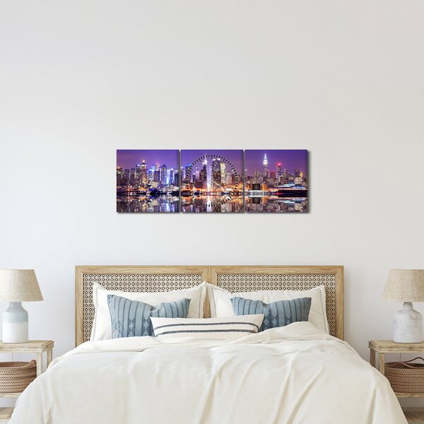 Obraz Manhattanu (s hodinami) (90x30 cm)