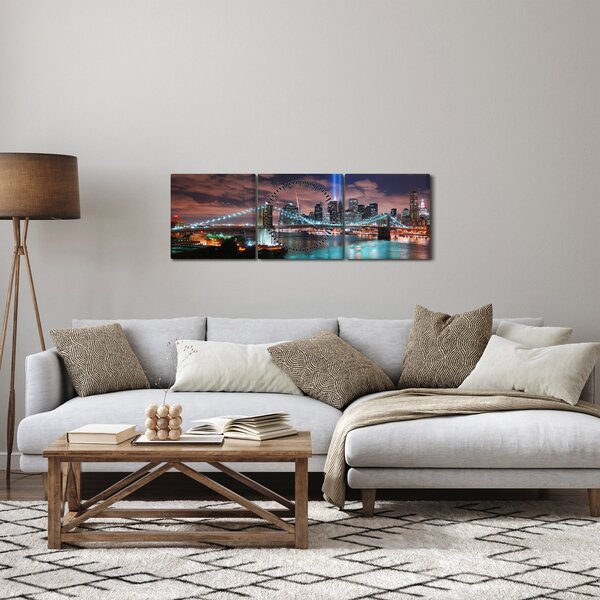 Obraz - New York, Manhattan (s hodinami) (90x30 cm)
