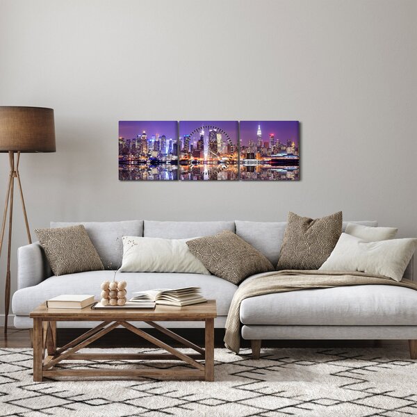 Obraz Manhattanu (s hodinami) (90x30 cm)