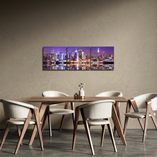 Obraz Manhattanu (s hodinami) (90x30 cm)