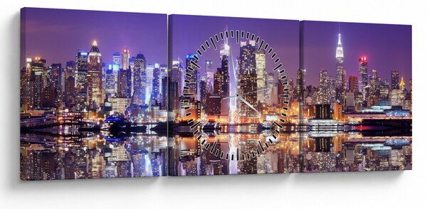 Obraz Manhattanu (s hodinami) (90x30 cm)