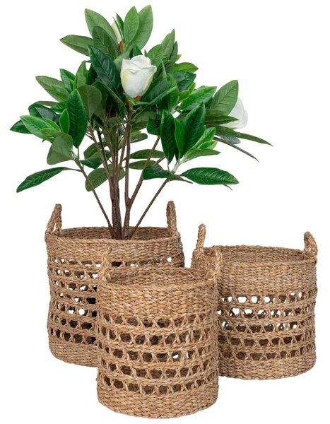 Nordic Living Set tří dekorativních košů Baliro 28/32/36 cm z přírodních vláken